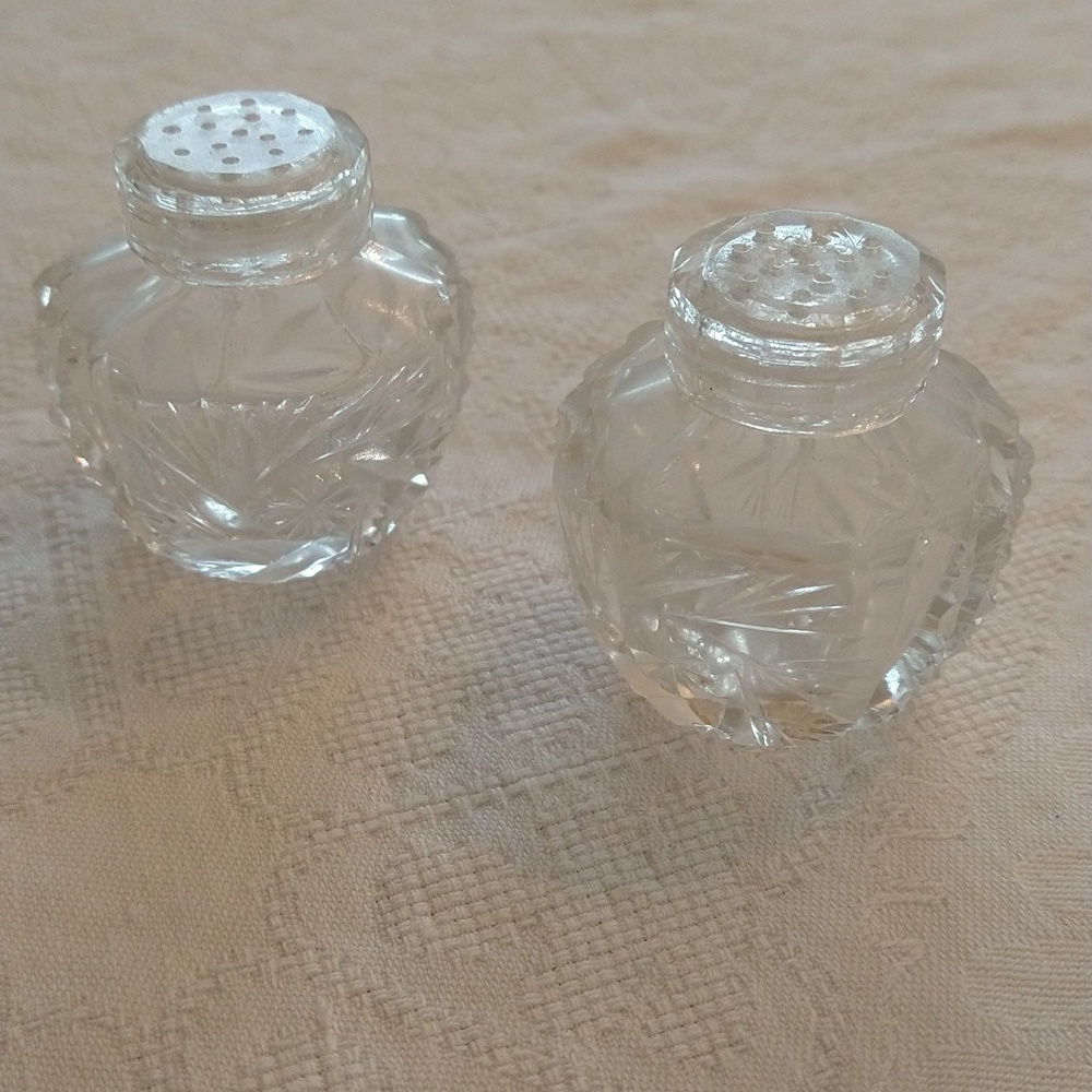 Antique crystal salt and pepper shakers cottagecore shabby chic grand millenial